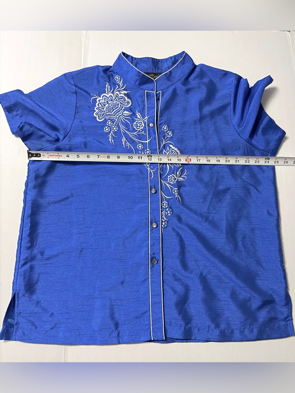 Bob Mackie Wearable Art Vintage Embroidered Button front Shirt XL Blue - Picture 9 of 12